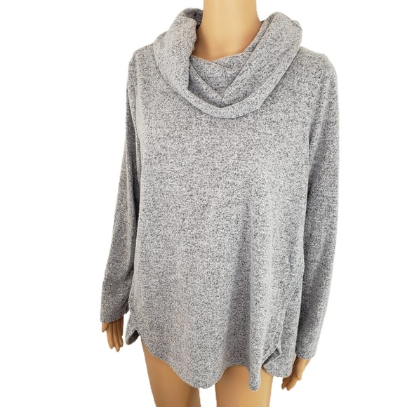 Erika Sweaters - Erika Gray Cowl Neck Fuzzy Soft Long Sleeve Sweater Size Large